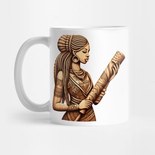 Afrocentric Woman Wooden Carving Mug